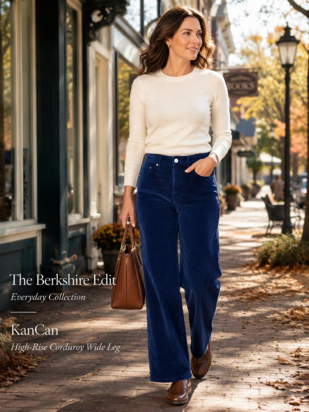 NWT KanCan Navy Corduroy Wide Leg High Rise Stretch Pants Size 32 Fall